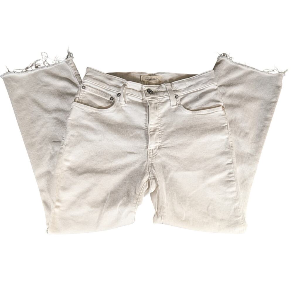 Madewell Cali Demi Boot White Cropped Raw Hem Jeans 27 Petite